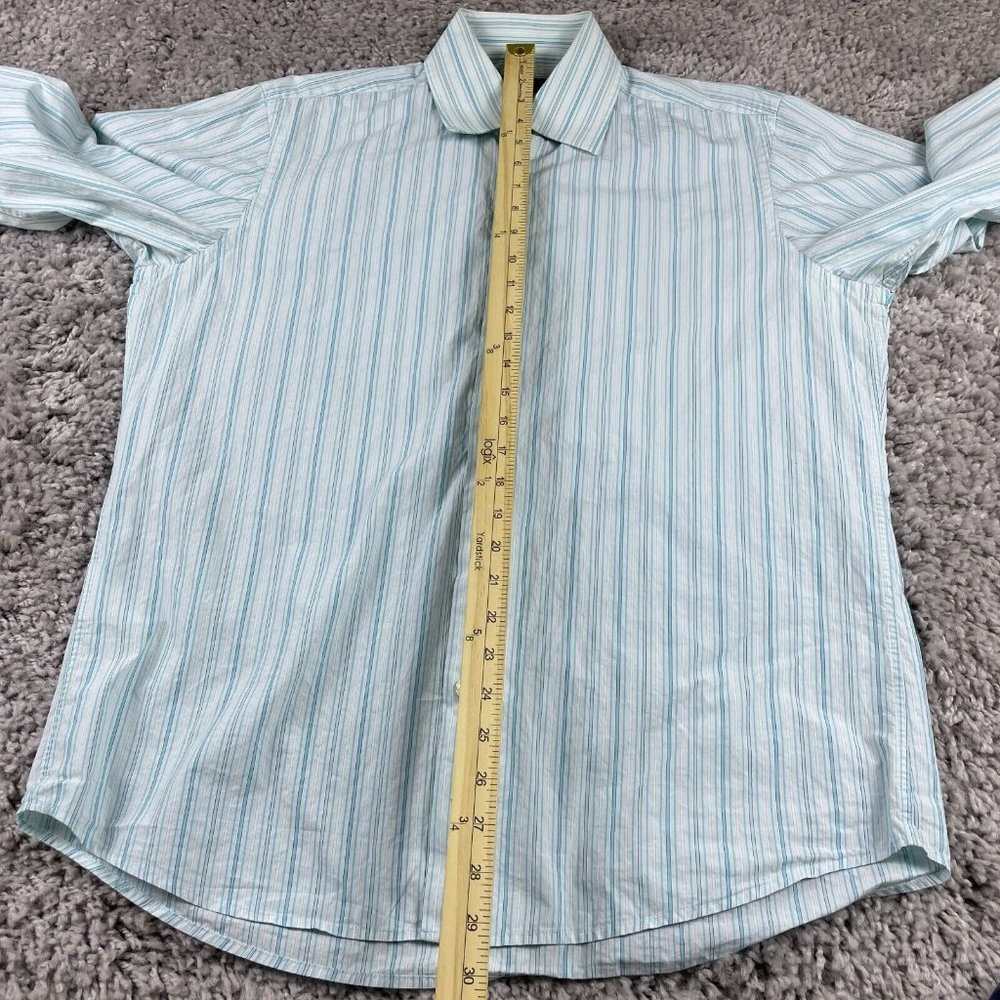 Hugo Boss Dress Shirt Men's Size 42 16.5 Blue Striped Button Up Long Sleeve - Picture 12 of 13